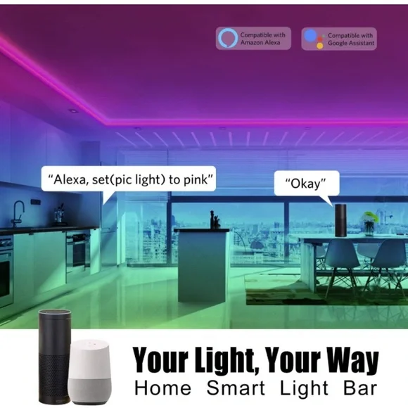 🎉Smart Led Strip Lights,65.6ft APP Control Light Strips Work with Alexa &Google - Picture 2 of 8